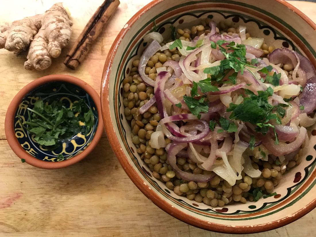 Orientalischer Linsensalat mit Apfelbalsamessig